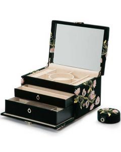 This WOLF Green Zoe Medium Jewellery Box features a large internal mirror. 