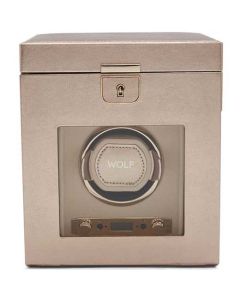 This is the WOLF Rose Gold Palermo Watch Winder with Jewellery Storage.