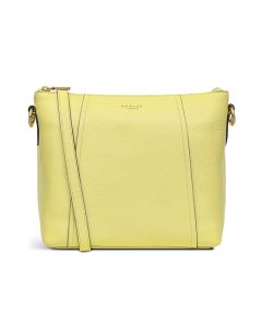 Radley's Wood Street 2.0 Panna Cotta Cross Body Bag is made out of grained cowhide leather with gold trims.