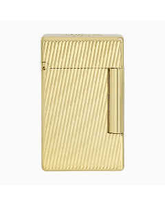 S.T. Dupont's Initial Diagonal Yellow Gold Lighter has the brand name engraved onto the top edge.