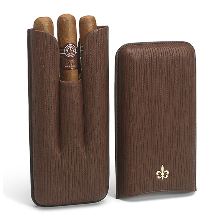 Montecristo 3 Linear 1935 Cigars & Fleur de Lis Leather 3 Cigar Pouch