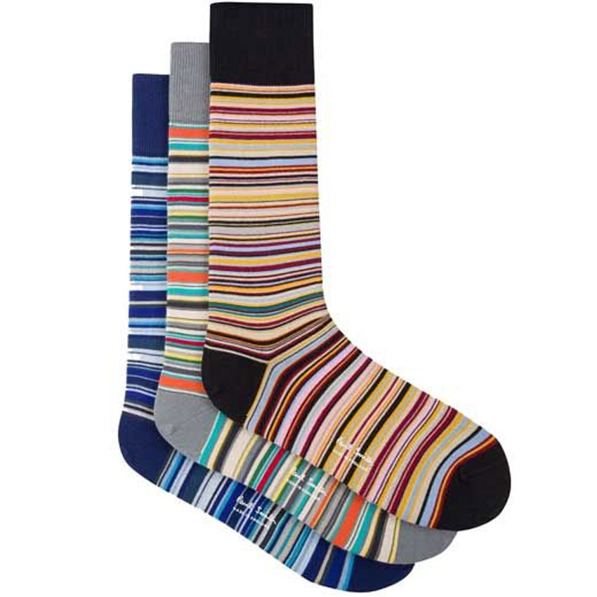 aul Smith Men's Multi Stripe Socks Three Pack