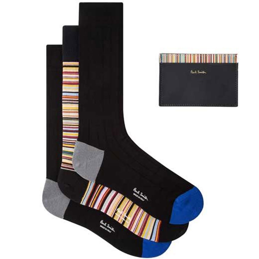 Paul Smith Men's Signature Card Holder and Socks Gift Set