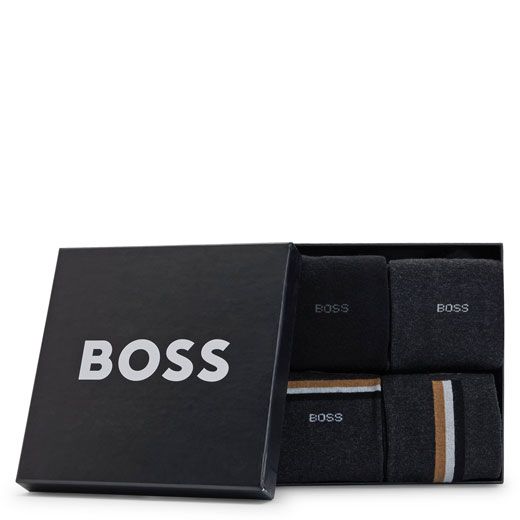 BOSS Pack of 4 Dark Grey Regular Length Socks