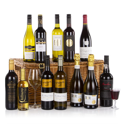 12 Wines in Wicker Hamper