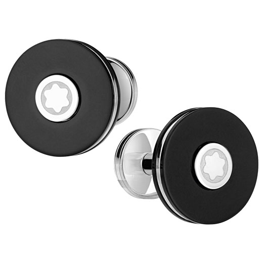 PIX Round Black Precious Resin Cufflinks