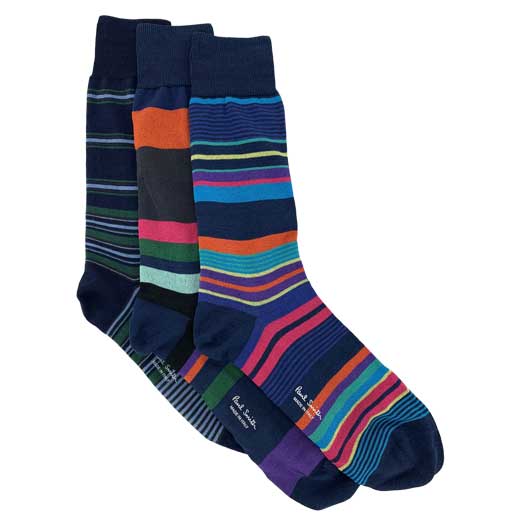 3-Pack of Men's Mixed Navy/Green Stripe Socks