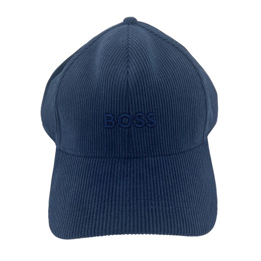 Navy Blue Corduroy Cap with Embroidered Logo