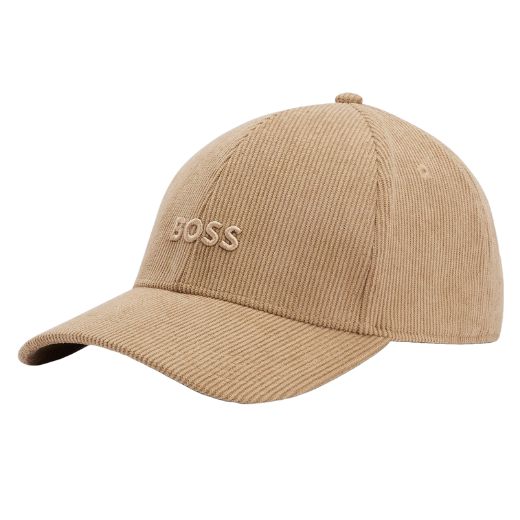 Beige Corduroy Cap with Embroidered Logo