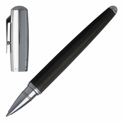 Pure Black Resin and Chrome Rollerball Pen