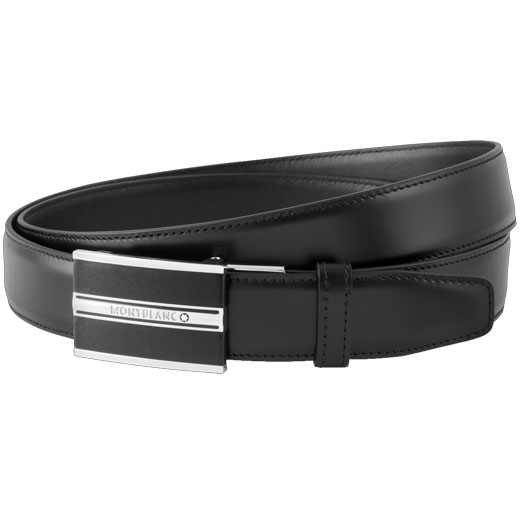 Classic Line Black Smooth Leather Rectangular Buckle Belt