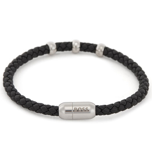 Black Beryl Braided Leather Bracelet