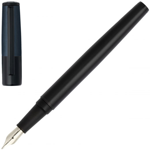 Black & Navy Gear Minimal Fountain Pen