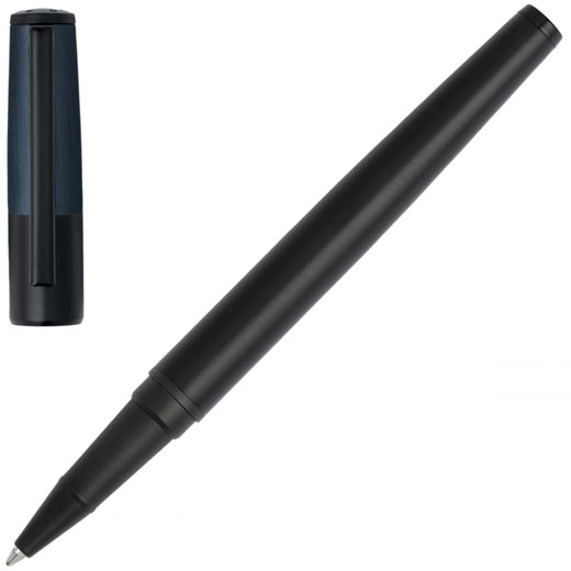 Black & Navy Gear Minimal Rollerball Pen