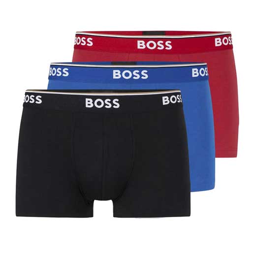 3-Pack of Stretch Cotton Trunks in Red, Blue & Black