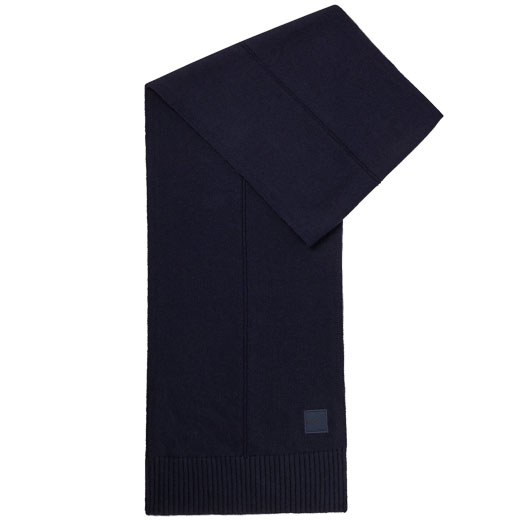 Dark Blue Plain-Knit Scarf