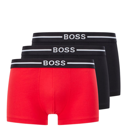 3-Pack of Organic Cotton Trunks in Black & Red