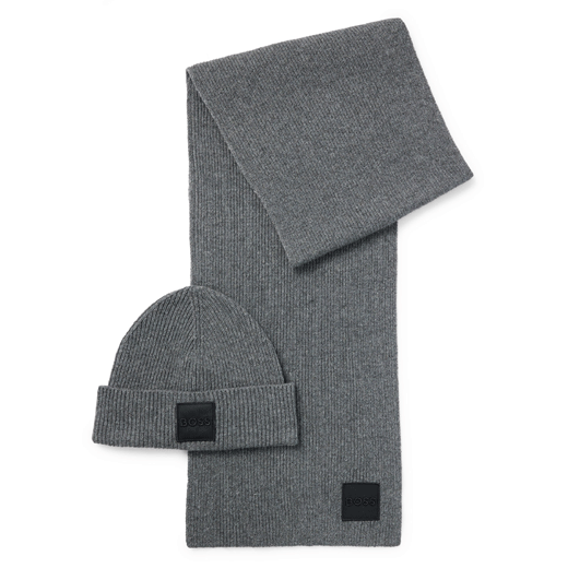 Grey Metaverse Knit Beanie Hat and Scarf Set