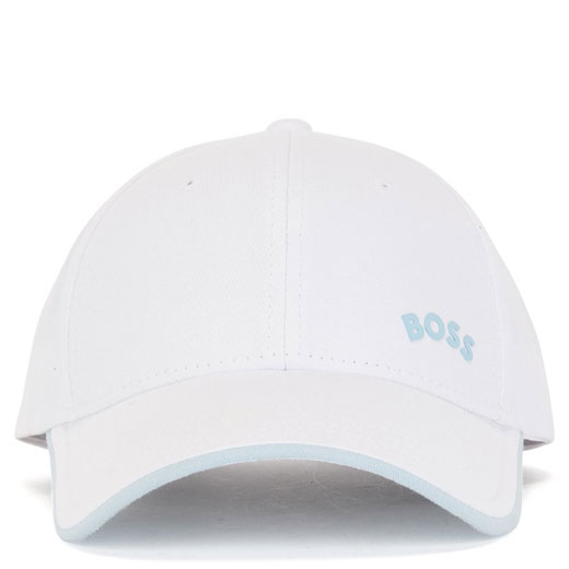 White Adjustable Cap with Contrast Logo & Tipping