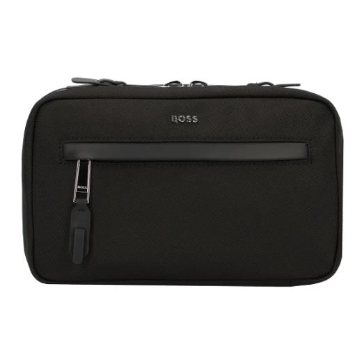 Highway Wash Bag Black with Two-way Zip