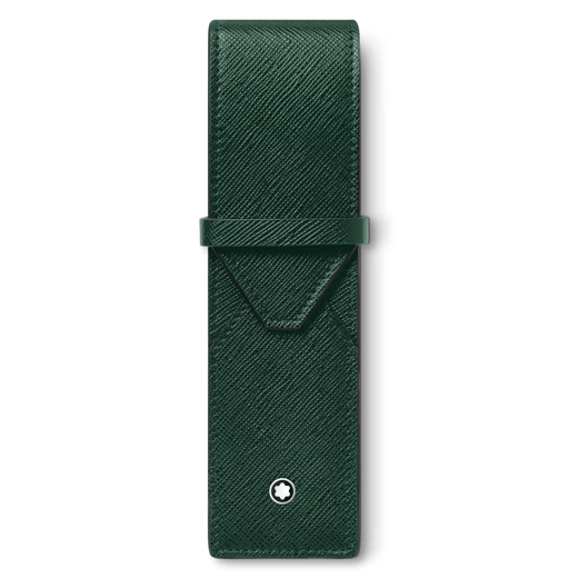 Sartorial 2 Pen Pouch British Green Saffiano Leather