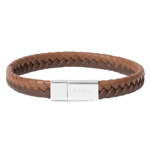 Braided Two-Tone Brown Leather Bracelet