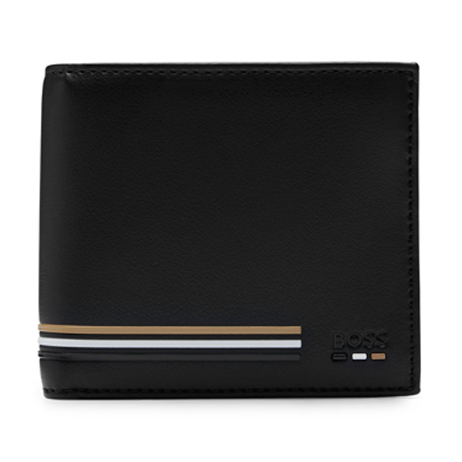 Ray Faux Leather Wallet 4CC Signature Stripe