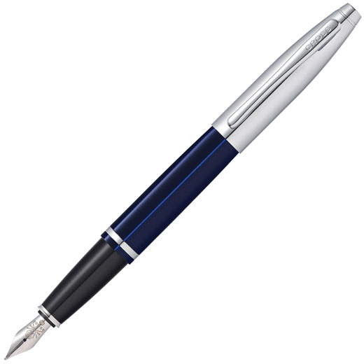 Polished Blue Lacquer & Chrome Calais Fountain Pen