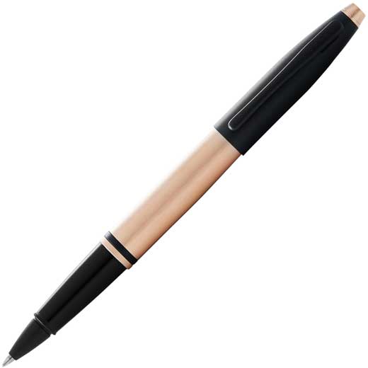 Matte Rose Gold & Black Lacquer Calais Rollerball Pen