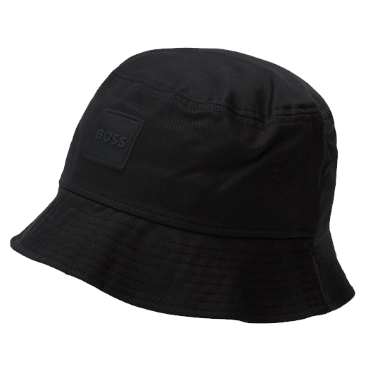 Febas Black Cotton Bucket Hat with Logo