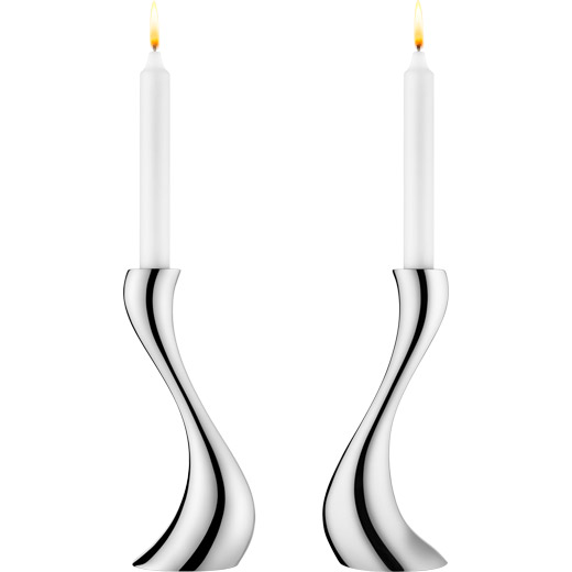 Stainless Steel Cobra Pair of Medium Candle Holders