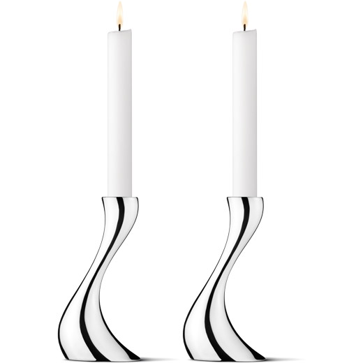 Stainless Steel Cobra Pair of Small Candle Holders
