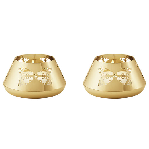 18 KT. Gold Plated 2 Pcs. Christmas Tealight Holders