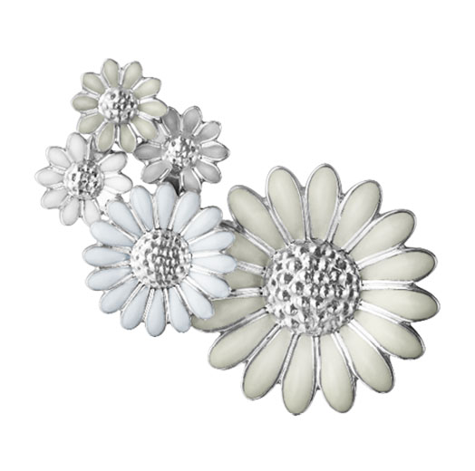 White Enamel Single Daisy Medium Ear Cuff - Left Ear