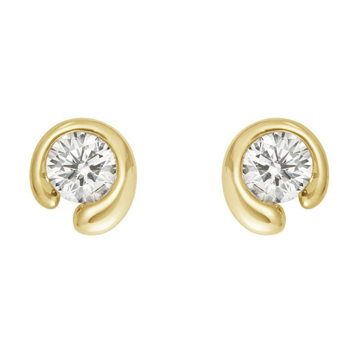 0.10 CT Yellow Gold Mercy Solitare Earrings