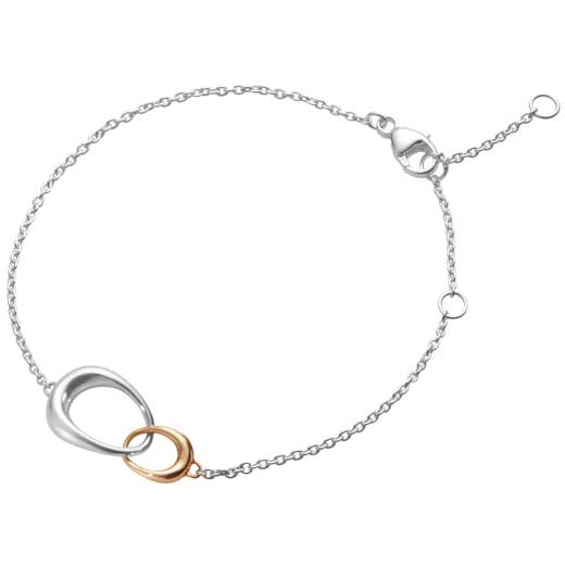 Sterling Silver and 18 KT. Rose Gold Offspring Interlocking Bracelet