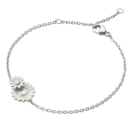White Enamel Daisy Layered Bracelet