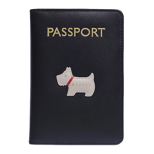 Heritage Dog Black Leather Passport Cover