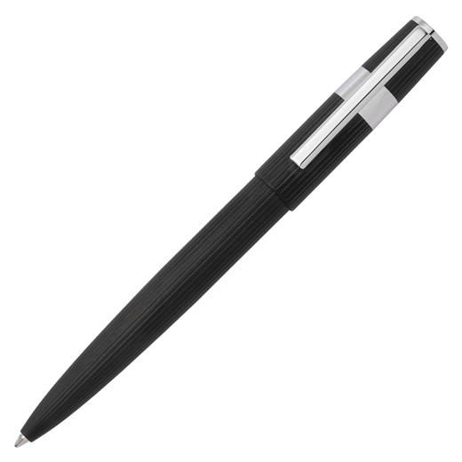 Black & Chrome Gear Pinstripe Ballpoint Pen