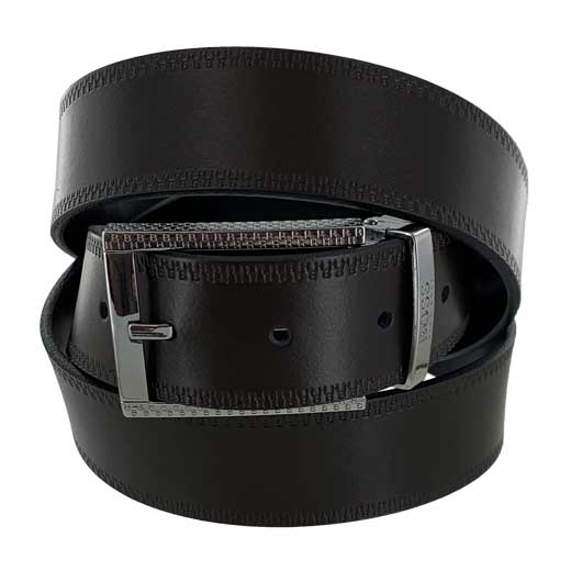 Brown Smooth Leather Genny Belt with Monogram Detailing