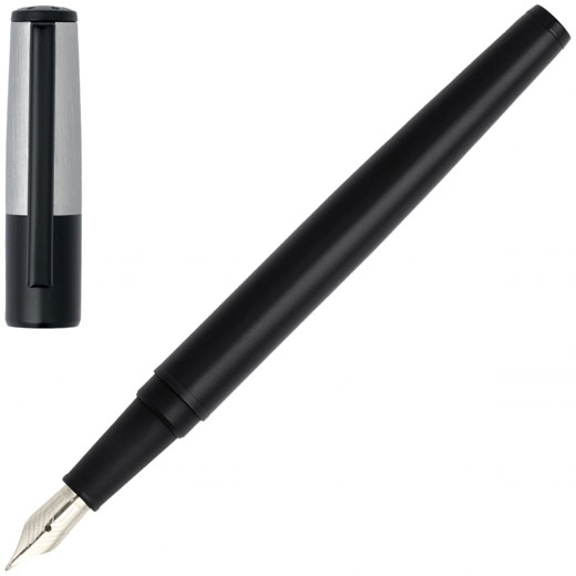 Black & Chrome Gear Minimal Fountain Pen