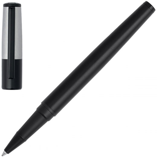Black & Chrome Gear Minimal Rollerball Pen