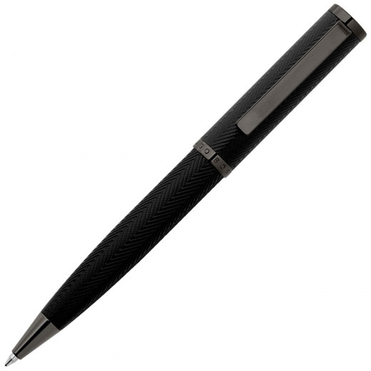 Black & Gun Grey Formation Herringbone Ballpoint Pen