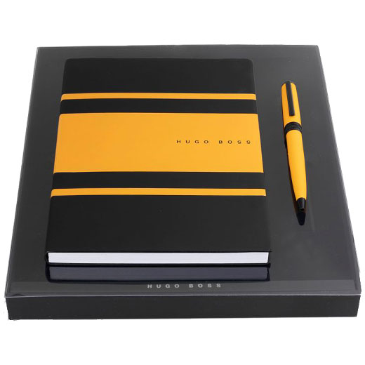 Yellow Gear Matrix A5 Notebook & Ballpoint Pen Set