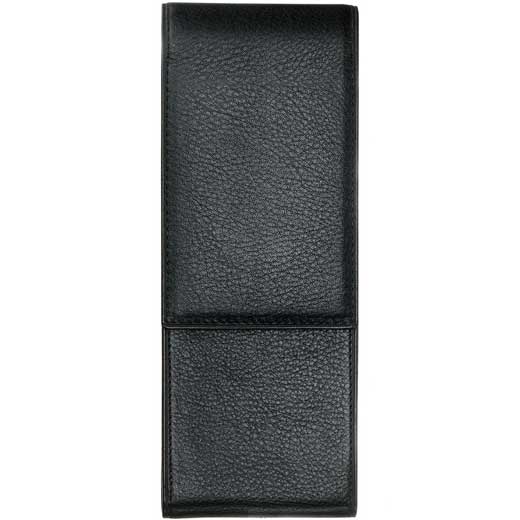 A 202 Black Soft Grain Leather 2 Pen Pouch