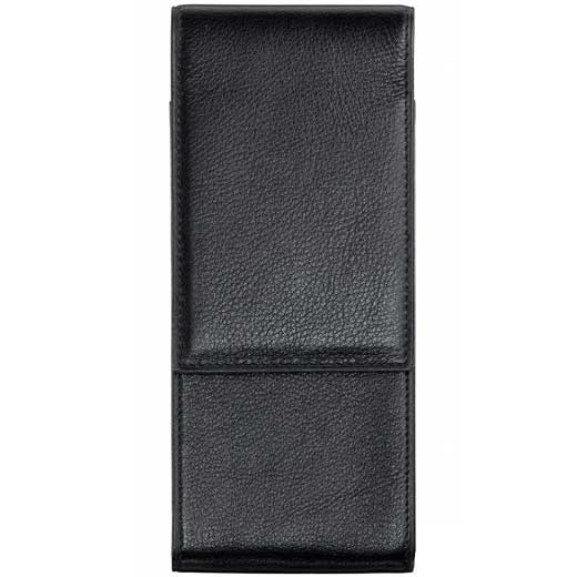 A 203 Black Soft Grain Leather 3 Pen Pouch