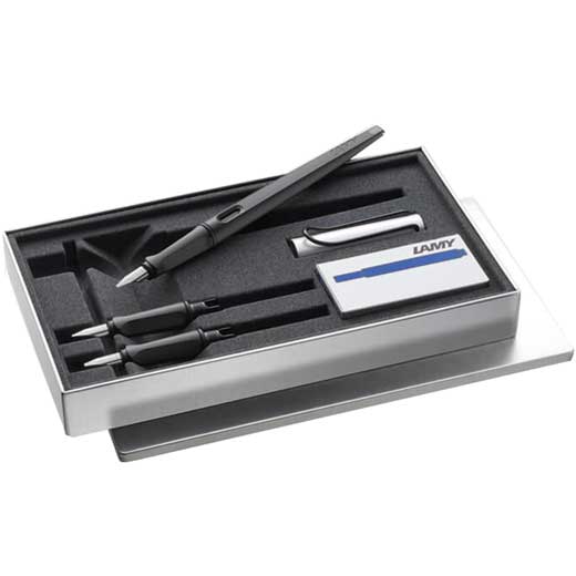 Joy AL Matte Black Calligraphy Fountain Pen Set