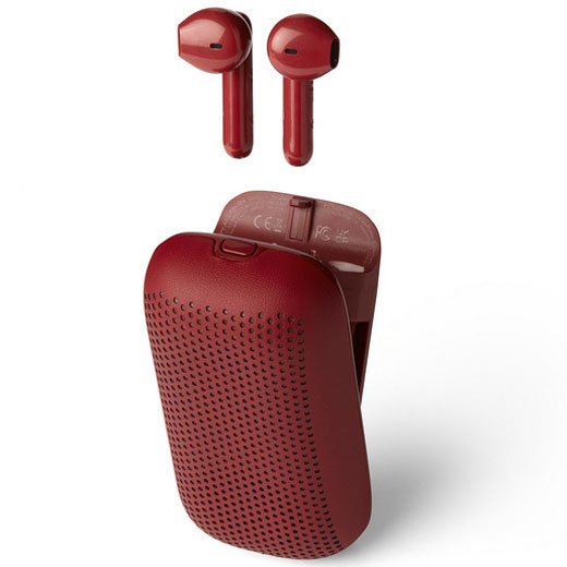 2-in-1 Red Wireless Speakerbuds