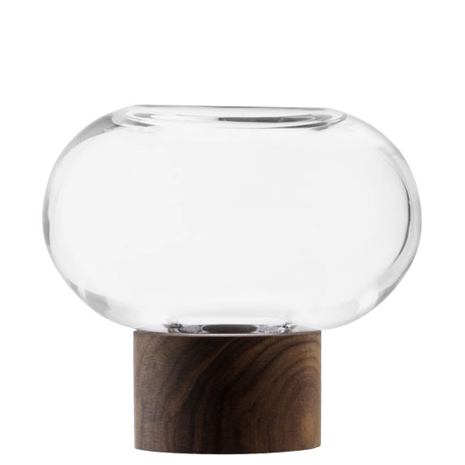 Select Oblate Small Vase with Walnut Base