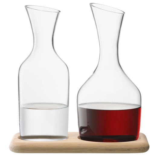 Signature Wine & Water Carafe Set with Oak Base